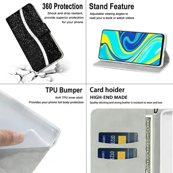 Onoare 9X Premium 9 X Pro X9 Caz Flip Bling Paiete Sclipici Wallet Cover pentru Huawei Honor 9X Caz Onoare X9 9XPro Capa rezistent la Șocuri
