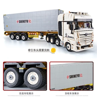 Orașul Technic Serie Cărămizi MOC 29877 Camion Auto Cargo Container Pas Punte Răspândit Trailer Model de Blocuri de Constructii pentru Copii Jucarii