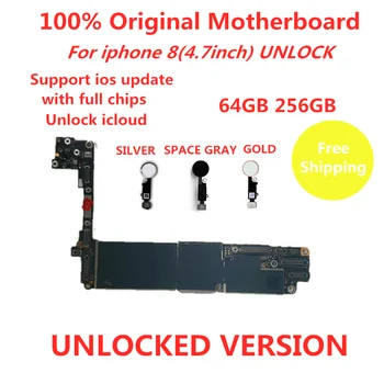 Original Placa de baza pentru iphone 8 64GB 256GB placa de baza deblocat Logica compact icloud remove pentru iphone8 cu / Fara Touch ID
