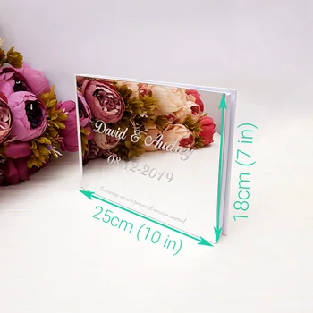 Orizontală de Nunta Personalizate Semnătura Guestbook Acril Oglindă Alb Gol Personalizate Cărți de Favoruri de Partid Mireasa Cadouri 25x18cm