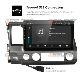 Ossuret 10.1 Inch 2Din Android 10 Radio Auto Player Multimedia Pentru Honda Civic 2006-2011 Navigare GPS dvd Player TPMS WIFI 4G