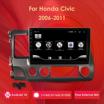 Ossuret 10.1 Inch 2Din Android 10 Radio Auto Player Multimedia Pentru Honda Civic 2006-2011 Navigare GPS dvd Player TPMS WIFI 4G