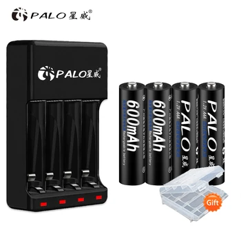 PALO Nou USB smart Incarcator Pentru acumulatori Ni-Cd Ni-Mh AA Baterii Reîncărcabile AAA + 4buc 1.2 V 600mAh AAA baterie reîncărcabilă