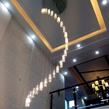 Pandantiv cu LED-uri lumini scara dubla spirală agățat lămpi pentru camera de zi de decorare corp de iluminat pod lung de scări de iluminat interior