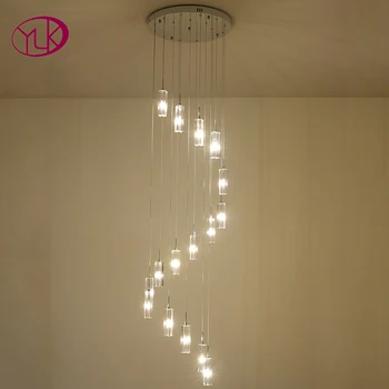 Pandantiv cu LED-uri lumini scara dubla spirală agățat lămpi pentru camera de zi de decorare corp de iluminat pod lung de scări de iluminat interior
