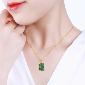 Pandantiv din aur Pentru Femei Elegante de Epocă Smarald Verde Piatră prețioasă Pandantiv Nobil Aur de 14K Bijuterii Partid Cadou de Crăciun Fără Lanț