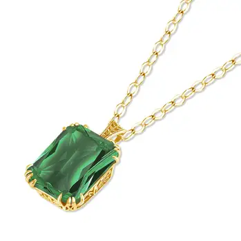 Pandantiv din aur Pentru Femei Elegante de Epocă Smarald Verde Piatră prețioasă Pandantiv Nobil Aur de 14K Bijuterii Partid Cadou de Crăciun Fără Lanț
