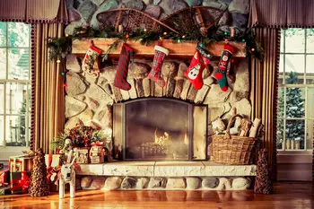 Paste Șemineu Crăciun fundaluri de fotografie, Copac Ciorap Cadou Decoratiuni pentru Craciun Consumabile Partid de Fundal Fotografie de Studio