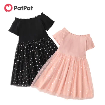 PatPat New Sosire 2021 Primăvara și Vara Copil Fată Elegant de Pe Umăr Rochie de Îmbrăcăminte pentru Copii