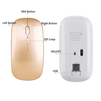 Pentru Biroul de Acasă 2.4 G Mouse Wireless Reîncărcabilă Ultra-subțire Mut Mouse-ul Mut Biroul Notebook Mouse-ul Fotoelectric Ieftine