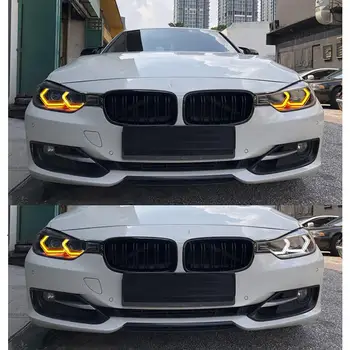 Pentru BMW seria 3 F30 320i 328i 330i 335i 340i 318i Alb și Ambră M4 Iconic Style LED Angel eyes kit inel halo lumina de semnalizare