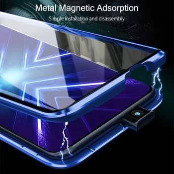 Pentru Onoare 9X Premium Caz 360° Magnetic față-verso de Sticla Cadru Metalic Cazuri Pentru Huawei X9 Honor9X Global Shell Fundas Couqes