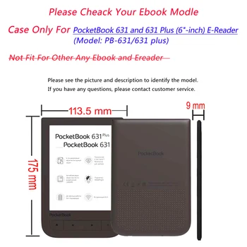 Pentru PocketBook 631 Touch HD eReader de 6 inch ultra slim din piele Capac incuietoare magnetică flip pentru PocketBook 631 Plus Touch HD 2