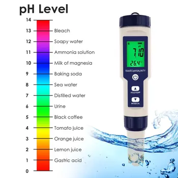 Pentype Multi-Paramater 5-în-1 de Calitate a Apei Tester pH/TDS/CE/Temp/Salinitate Impermeabil Metru Digitale pentru Acvariu Analiza