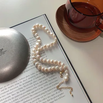 Peri ' sbox Moderne Natural de apă Dulce Colier de Perle Delicate Autentic stil Baroc Perla Cravată Coliere iunie Piatra Cadou pentru Ea
