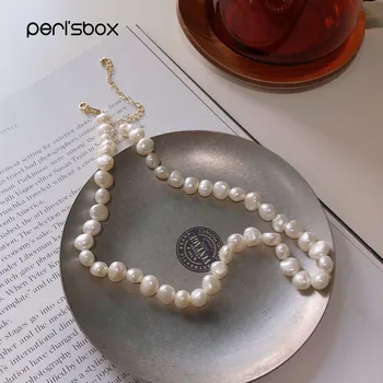 Peri ' sbox Moderne Natural de apă Dulce Colier de Perle Delicate Autentic stil Baroc Perla Cravată Coliere iunie Piatra Cadou pentru Ea