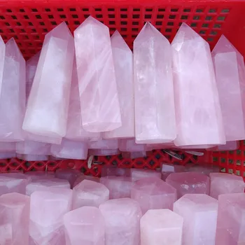 Piatra naturala de Trandafir Roz Cristal de Cuarț Bagheta Punct de Vindecare Minerale Piatră de Colectare a Decor Acasă DIY Hexagonale Tratament Pietre