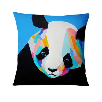 Pictura ulei Animale Imprimate Lenjerie Subțire față de Pernă Panda Zebra Perna Decorative, Perne Decor Acasă Canapea Pernă 45*45cm