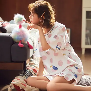 Pijama Seturi pentru Femei Plus Dimensiune 3XL Vrac Tipărite de Vara cu Maneci Scurte pantaloni Scurți Respirabil Agrement Homewear Pijamale coreeană Stil la Modă
