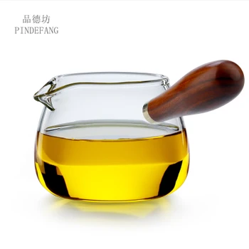 PINDEFANG Nou rezistente la Căldură de Sticlă Corect Cana Gongdao Cana cu Extrafin Pere Mâner din Lemn Cadou Teaware Ceai Kung fu Ulcior Teaware
