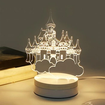Plug 3D Castel/Turn Eiffel/Florale/Chitara forma a CONDUS Lumina de Noapte Pat Cameră Noptieră Lampa de Noapte de Dormit de Lumină