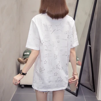Plus Dimensiune Argint Model Stea Topuri Tricouri de Vară 2020 Femei la Modă Liber cu Maneci Scurte T-shirt Supradimensionate Ulzzang Bază de zi cu Zi Tricou