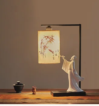 Poetul Oameni Scrie Caligrafie Lampă De Noptieră Lampa Stil Chinezesc Dormitor Masă Lămpi Pentru Camera De Zi Noutate Lămpi De Birou