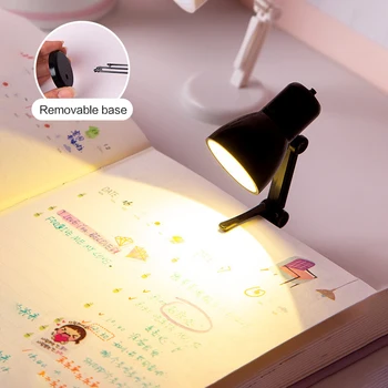 Portabil mini LED lampa de birou drăguț noptiera desktop lumina de noapte cu clip de lectură lumină buton baterie