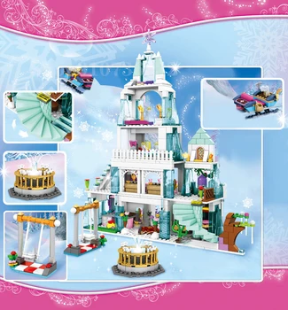 Prieteni Disney Ice Princess Castle Bloc de Crăciun Zăpadă de Iarnă Desene animate Casa Caramida Jucării pentru Fete Jucării pentru Copii