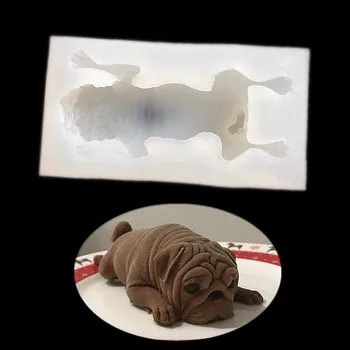 Pug Dog Tort Mousse De Mucegai Silicon Fondant Bomboane De Ciocolata Matrite Pentru Cookie-Uri De Patiserie Biscuiți Mucegai Tort De Decorare Instrumente De Copt