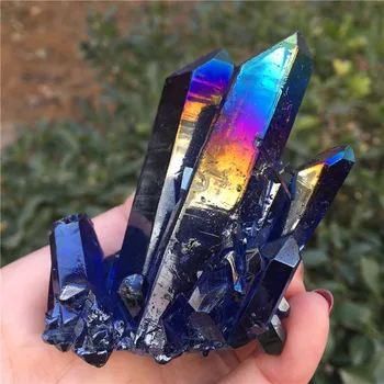 Pure naturale cristal de cuarț titan albastru aura bismut silicon clustere hong piatra naturala material și minerale, poate vindeca și bl