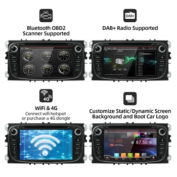 PX6 4G+64G RK3399 DSP 2din Android10 Dvd Auto pentru Ford focus Mondeo S-max, smax Kuga c-max Gps, Autoradio wifi BT Player Multimedia