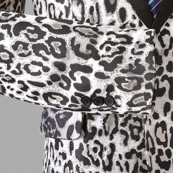 PYJTRL Moda Leopard Jacquard Model Slim Fit Casual Haina Sacou Bărbați Veste pentru Barbati Costum de Cântăreți Sacou Costum de Haine
