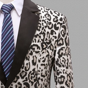 PYJTRL Moda Leopard Jacquard Model Slim Fit Casual Haina Sacou Bărbați Veste pentru Barbati Costum de Cântăreți Sacou Costum de Haine