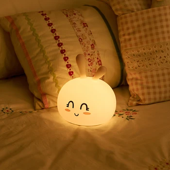 Rambery drăguț lumina de noapte iepure Colorate Silicon de noapte lampa USB Reîncărcabilă lumina led-uri pentru copii pentru copii Ziua de nastere cadou de Vacanță
