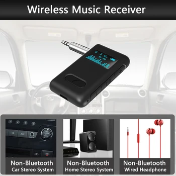 Receptor Bluetooth 5.0 aptX LL 3.5 mm AUX Jack Audio Adaptor Wireless pentru PC-uri Auto Căști Microfon de 3,5 Bluetooth 5.0 Ecran Receptorilor