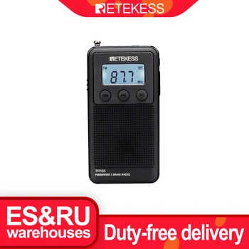 Retekess TR103 de Buzunar Portabil Mini Radio FM / MW / SW Reglaj Digital Radio 9/10Khz MP3 Player de Muzică cu Baterie Reîncărcabilă