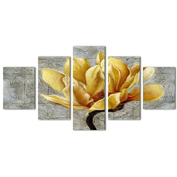 Retro Nostalgic Postere 5 Piese Printuri De Arta De Perete Decor Tapet Living Orhideea De Aur De Flori Pictura Panza Fara Rama
