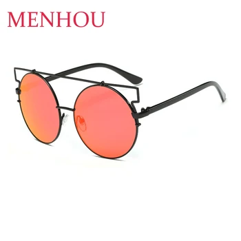 Retro oglindă Rotundă Roșie ochelari de Soare pentru Femei Brand Designer de Stil Lux Ochelari de sex feminin 2019 roz Lentile Supradimensionate, ochelari de soare femei