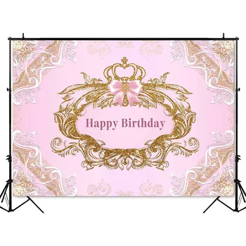 Roz fată ziua de nastere fondul 7x5ft fericit ziua de naștere partidul decor glitter aur printesa de ziua cabina foto de fundal personalizate