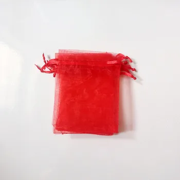 Roșu Sac Organza 100buc Bijuterii Ambalaje de Afișare Bijuterii Husă de Pungi de Cadouri de Nunta Cordon Geanta Femeie Cadou de Stocare a Afișa Saci