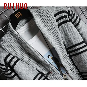 RUIHUO 2020 Toamna cu Dungi Cardigan Casual sex Masculin Tricotate Pulover Bărbați Îmbrăcăminte de Iarnă haina pentru bărbati Haina coreean Tricotaje M-2XL