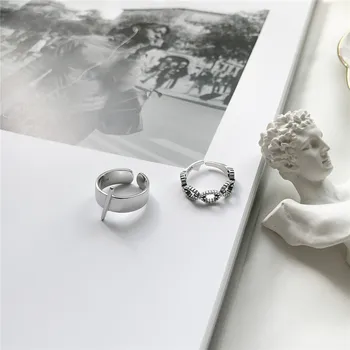 RUIYI Minimalist Femei Argint 925 Simplu Inel Chic Personalizate Vintage Fete Simplitate Deschide Inele Bijuterii de Lux