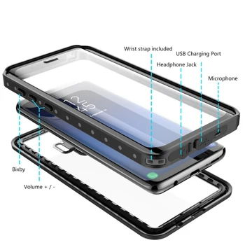 S10 Plus Caz rezistent la Socuri pentru Samsung Galaxy S8 S9 Plus Nota 9 Nota 8 Caz rezistent la apa Praf de Înot Scufundări Acoperire pentru Samsung S10