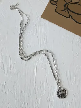 S925 Argint Vintage Argint Thai Elefant rotund Asimetrice Clavicula Lanț Colier pentru Moda de sex Feminin Cadouri de Partid