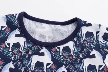 SAILEROAD Unicorn Fete Tricouri de Vara pentru Copii Topuri Teuri Animal Print Fete pentru Copii cu Maneci Scurte T-Shirt Bumbac Haine pentru Copii