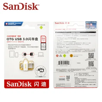 SanDisk USB OTG Flash Drive 32GB USB 3.0 Dual Interface Pen Drive de Aur Mini 64GB Memorie PenDrive Pentru Tabletă Și Telefon Android
