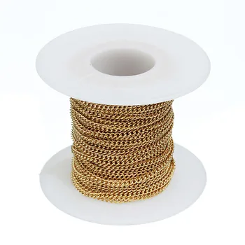 SAUVOO 10 Curte de Link-ul Lanț Lat de 1.5 mm 2.0 mm 2.2 mm de Culoare de Aur din Oțel Inoxidabil pentru Colier Brățară DIY Bijuterii a Face Constatări