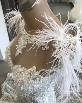 Select Dantelă Rochie de Mireasa Sirena 2020 Lux Perle Pur Gâtului fara Spate Mâneci Capac de Mireasa Rochii de Mireasa vestido de noiva