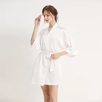 Sexy Matase de Gheață Halat de baie Vara Mini Kimono Robe Eșarfe Dressing Dimineața domnișoară de Onoare Sleepwear 2020 Casa Noua de Haine pentru Femei